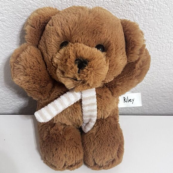 Aurora World Riley Teddy Bear With Striped Scarf Plush Stuffed Animal 8” - Picture 6 of 10